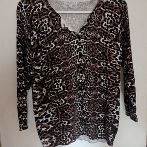 Joseph A Leopard Print Cardigan - Brown and Black